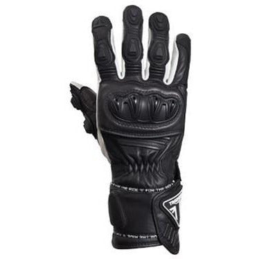 Triumph Mens Triple Leather Gloves Black & White