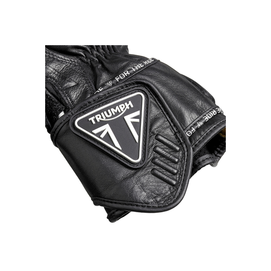 Triumph Mens Triple Leather Gloves Black & White